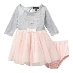 Zunie 3/4 Length Sleeve Knit Mesh Tutu Dress K6